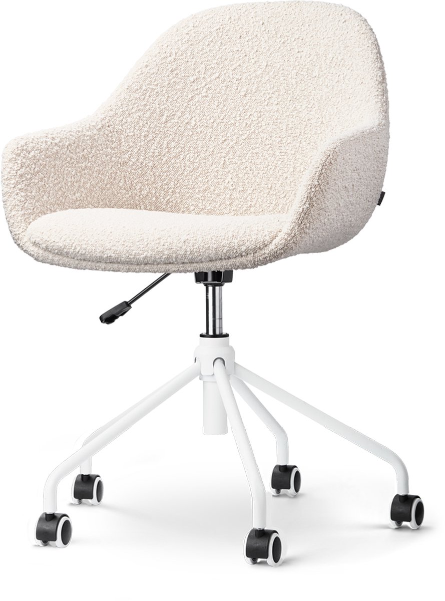 Nolon Nout-Mae Bureaustoel Bouclé Beige - Armleuning - Wit
