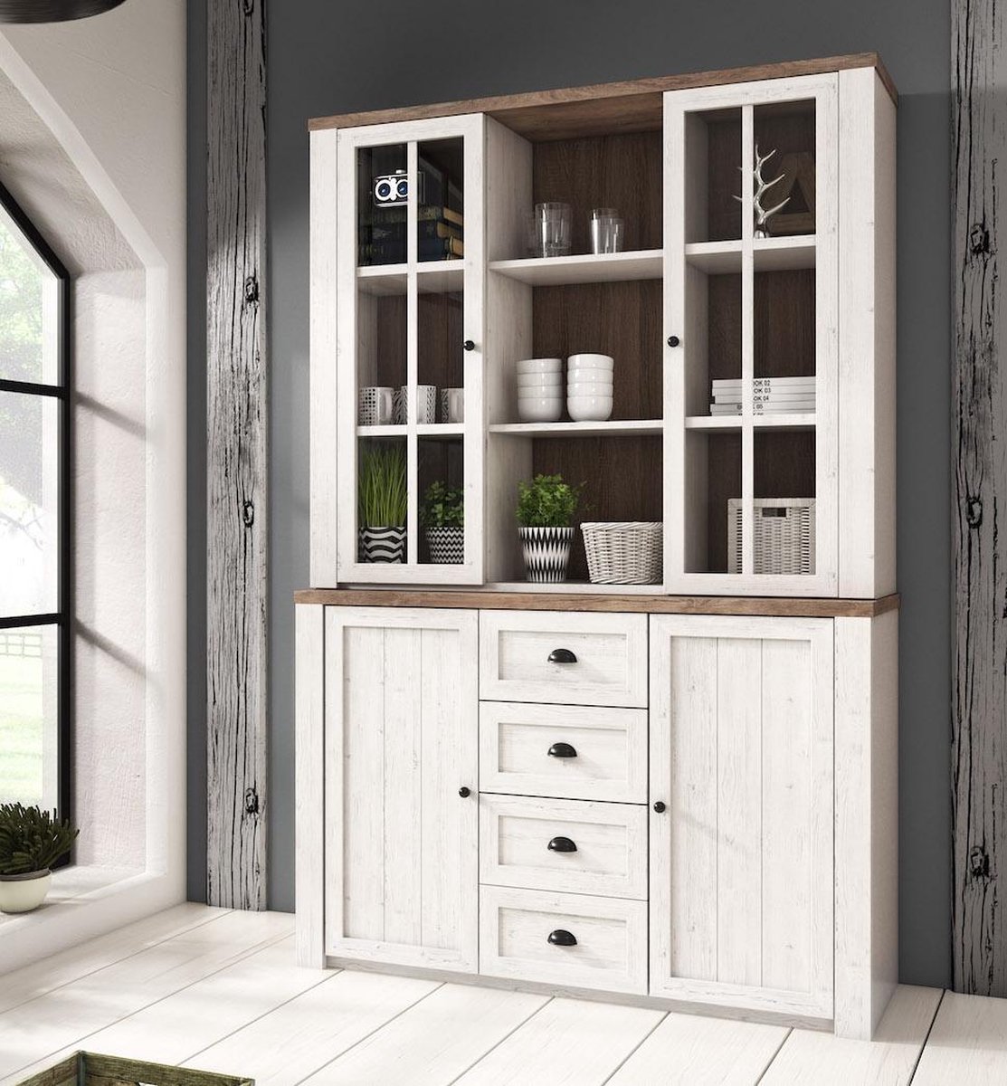 Meubella Buffetkast Parello 2 - Wit - Eiken - 130 cm