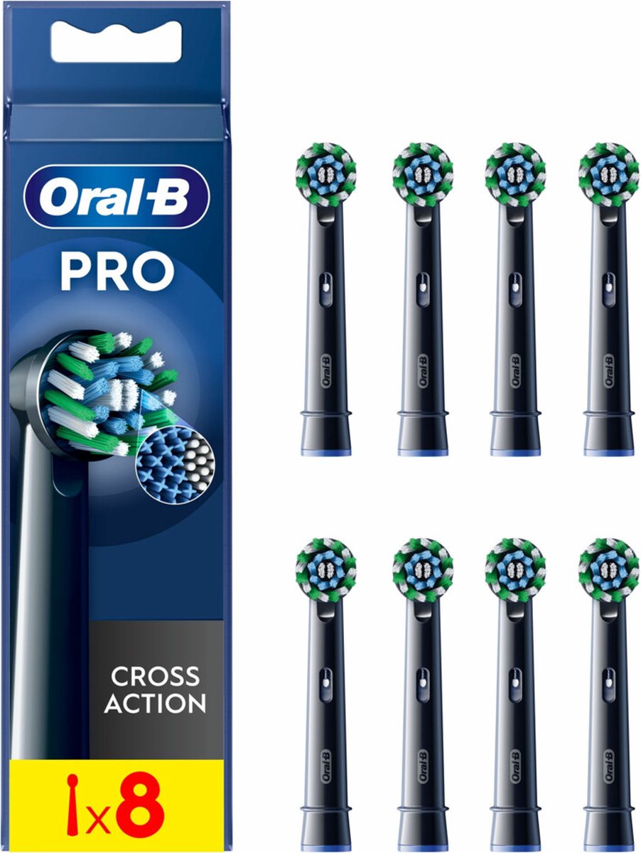 6x Oral-B Opzetborstels Pro Cross Action Zwart 8 stuks