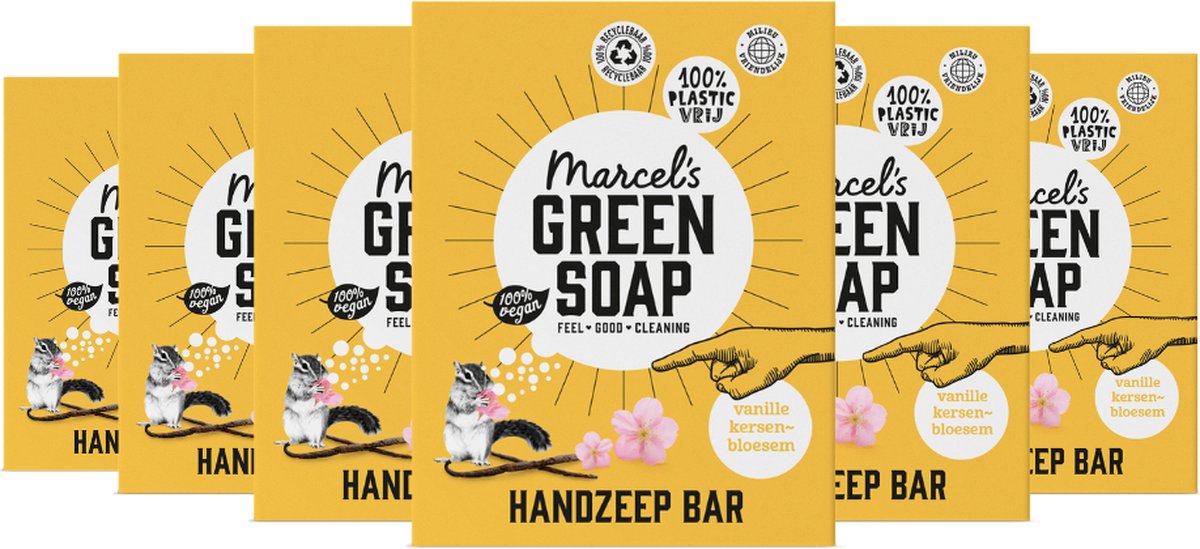 72x Marcel's Green Soap Handzeep Bar Vanille&Cherry Blossom 90 gr
