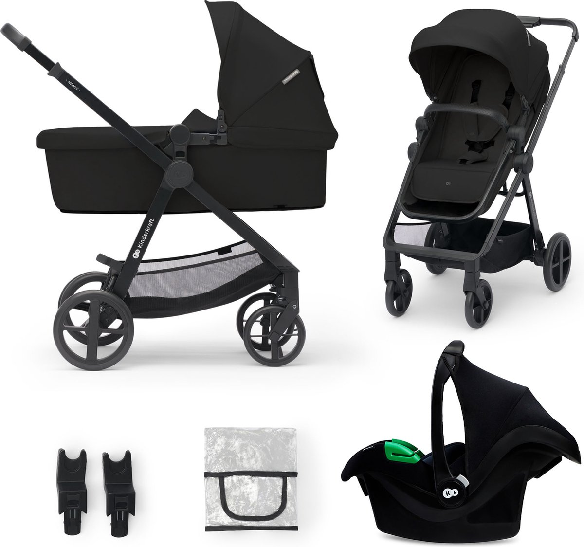 Kinderwagen Kinderkraft Newly 3-in-1 Pro Classic Black met Autostoel