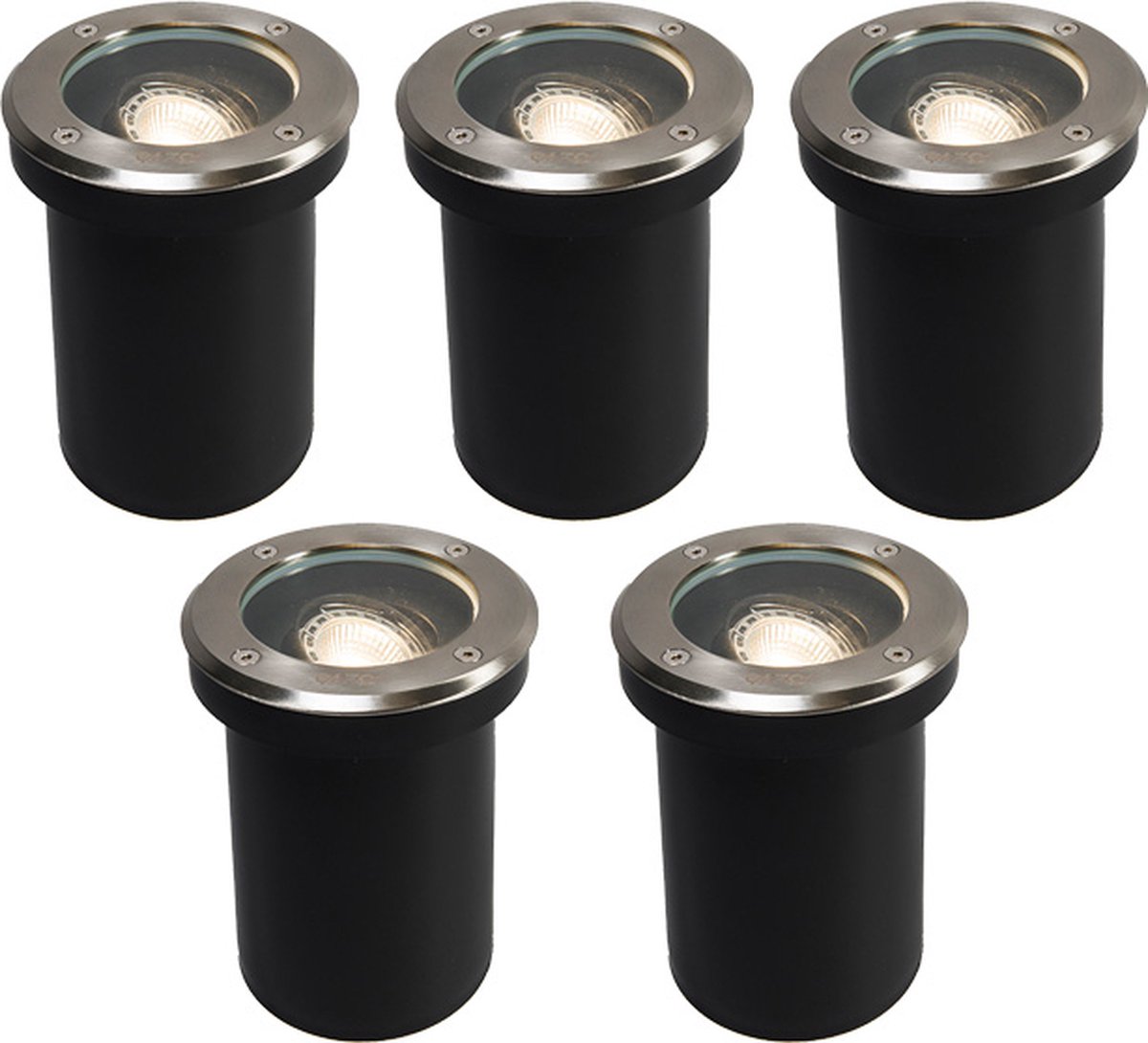 QAZQA Set van 5 buiten grondspots RVS IP65 - Delux
