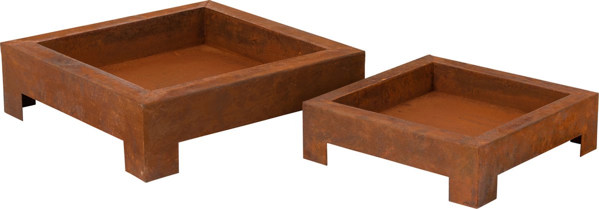 J-Line vuurschaal - metaal - roest - 2 stuks