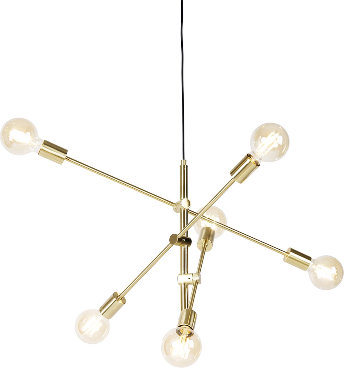 QAZQA Smart hanglamp messing 6-lichts incl. Wifi G95 - Sydney