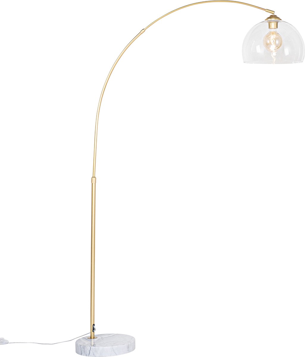 QAZQA Moderne booglamp messing met helder glas - Arc