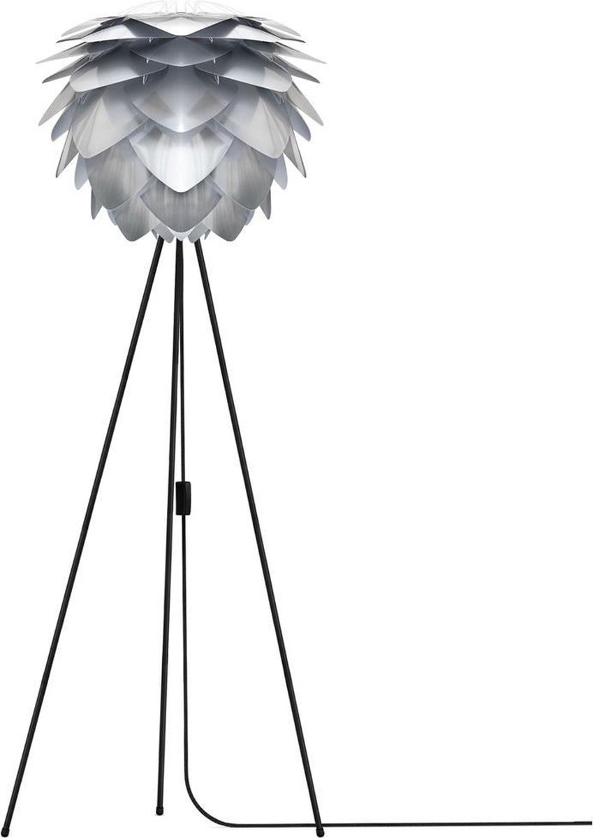 Umage Silvia Medium vloerlamp brushed steel - met tripod zwart - Ø 50