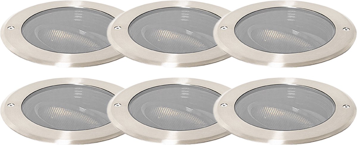 QAZQA Set van 6 grondspot staal AR111 verstelbaar IP65 - Delux Honey