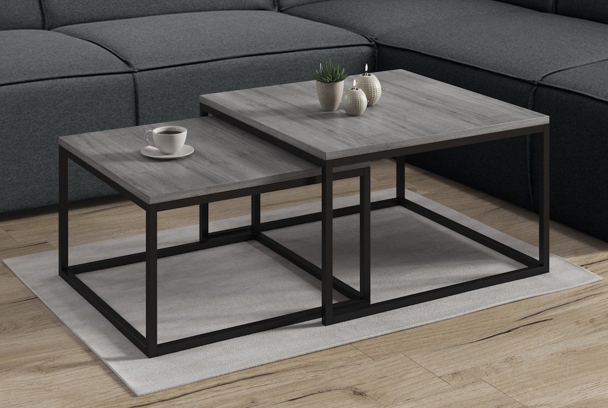 Meubella Salontafel Styler - Grijs - Eiken - 70 cm - set van 2