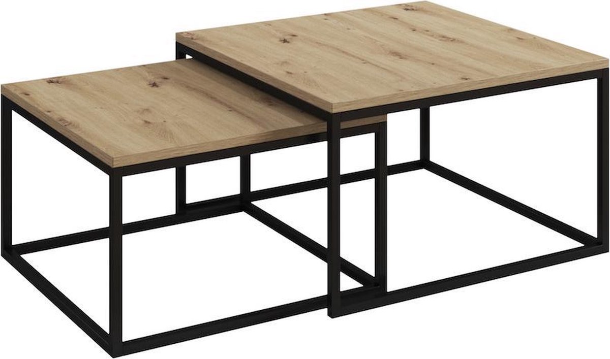 Meubella Salontafel Styler - Licht eiken - 70 cm - set van 2