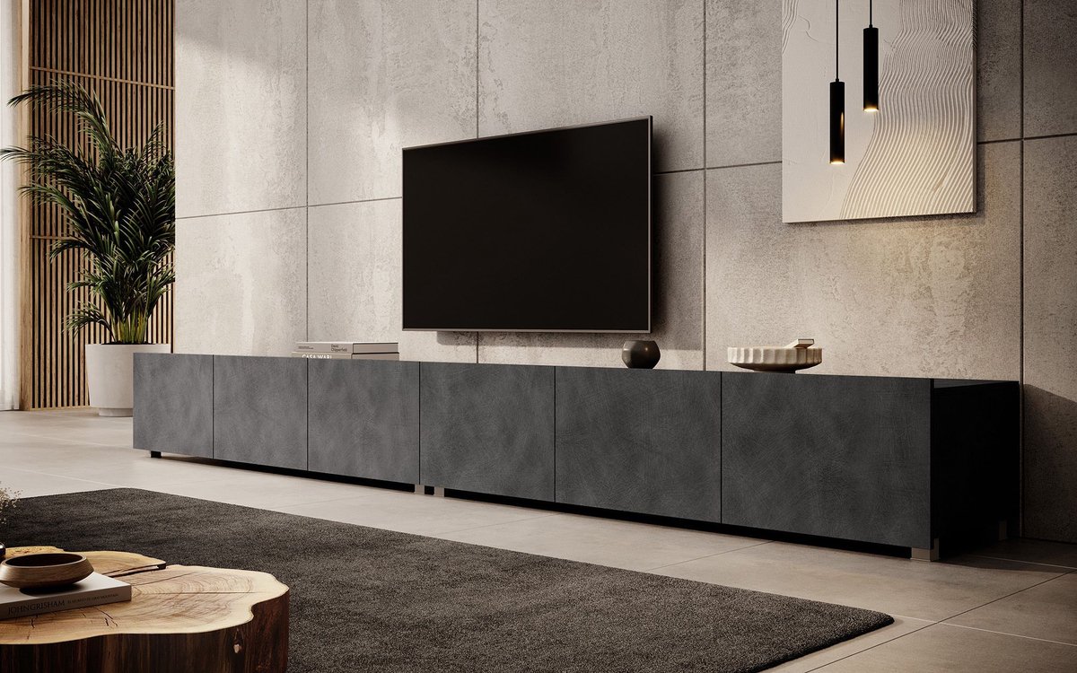 Meubella TV-Meubel Calabas - Grijs - 300 cm