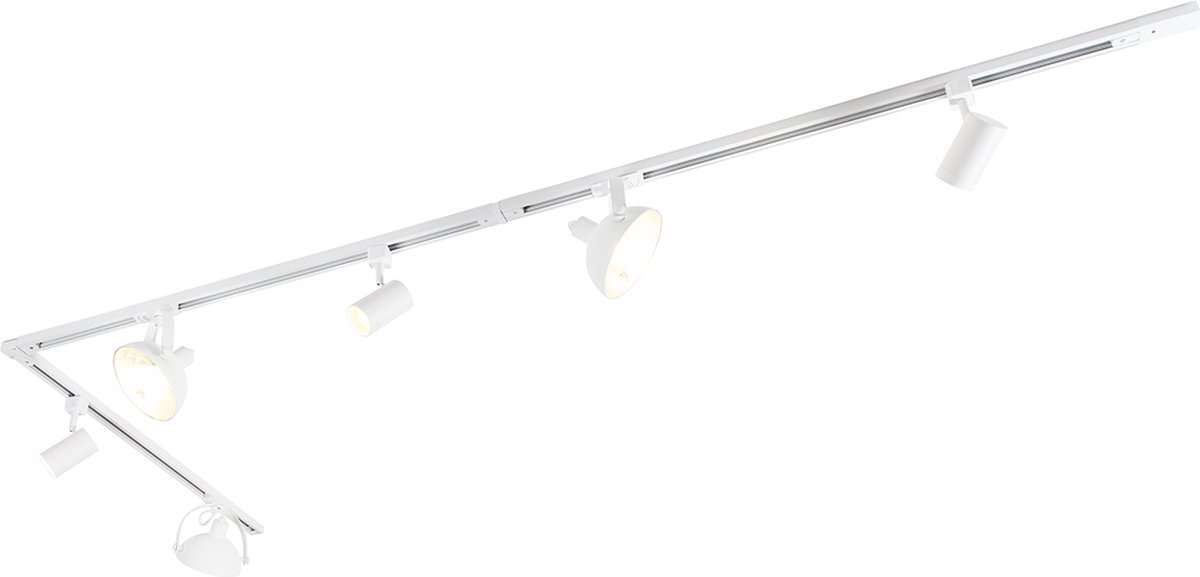 QAZQA 1-fase railsysteem met 6 spots wit verstelbaar - Magnax Jeana