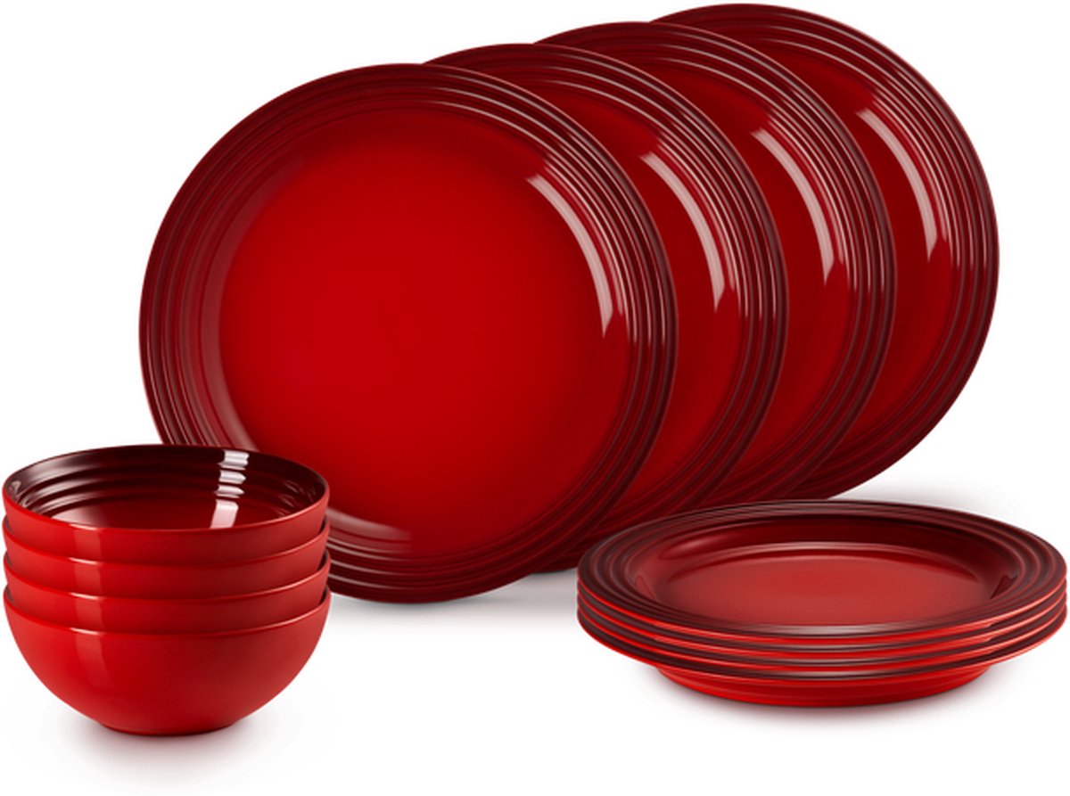 LE CREUSET - Aardewerk - Serviesset 12-dlg Kersenrood