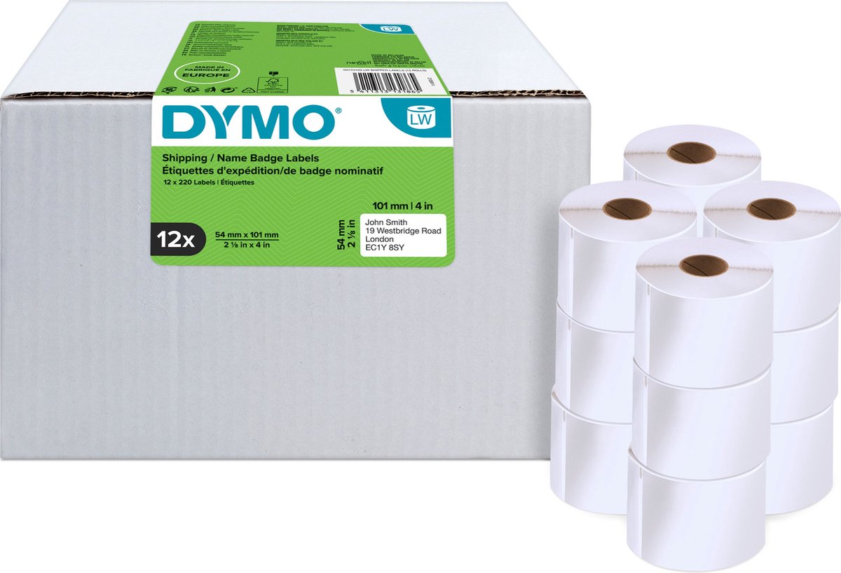 Dymo 12 pack label Shipping/Badge Label 101x54mm