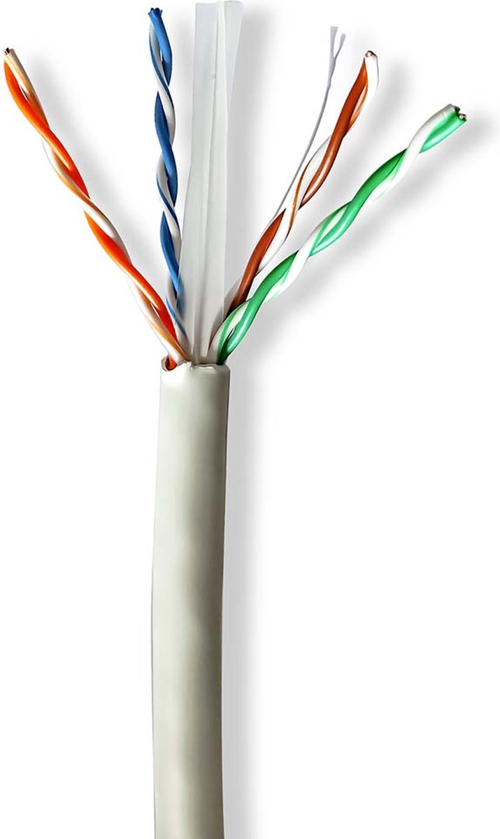 Nedis CCBG8525GY305S Netwerk Kabel Rol Cat6 Solid U/utp Koper 305.0 M Binnenshuis Rond Lszh Grijs Gift Box