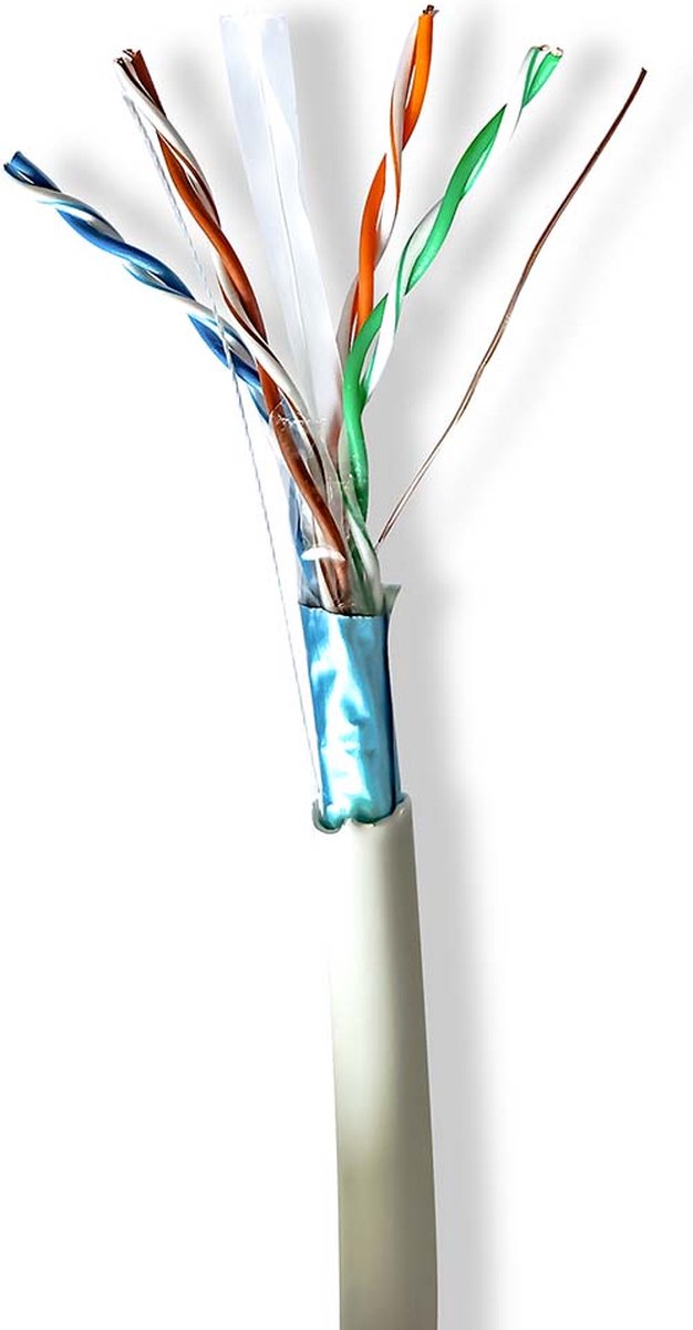 Nedis CCBG8526GY305 Netwerk Kabel Rol Cat6 Stranded F/utp Koper 305.0 M Binnenshuis Rond Lszh Grijs Gift Box