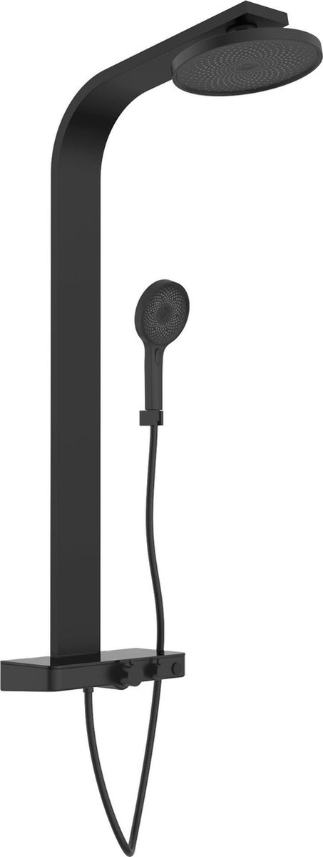 Schutte SAMOA RAIN douchesysteem met thermostatisch planchet| mat zwart
 - 60576 - 60576