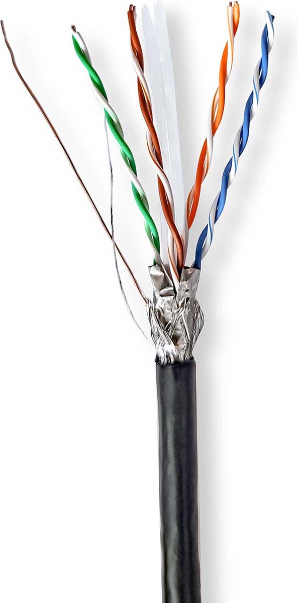 Nedis Netwerk Kabel Rol | CAT6 | Solid | S/FTP | CCA | 305.0 m | Buitenshuis | Rond | PE | Zwart | Gift Box - CCBG8594BK305S
