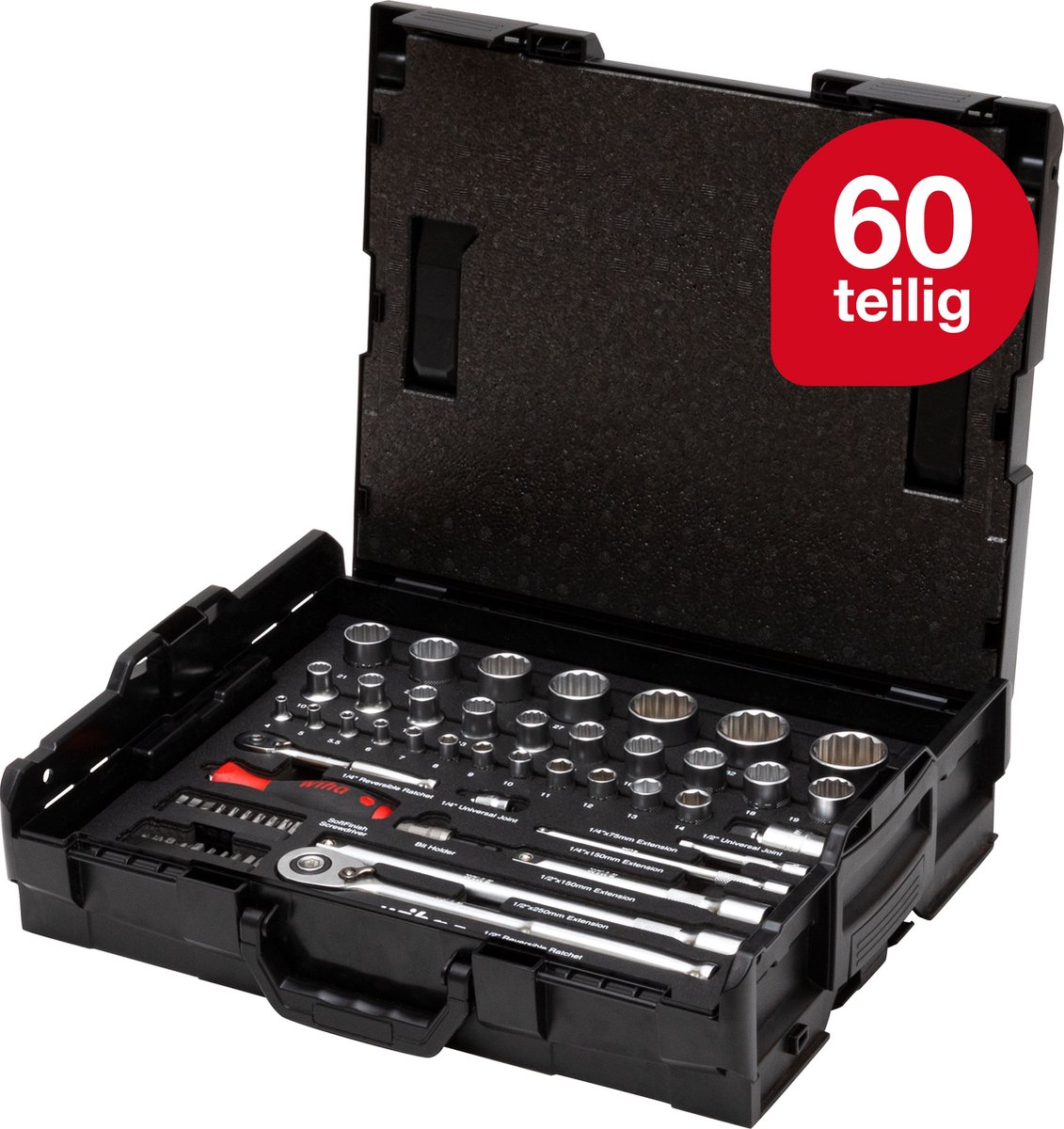 Dopsleutel- en bitset 1/4" en 1/2" Dopsleutel