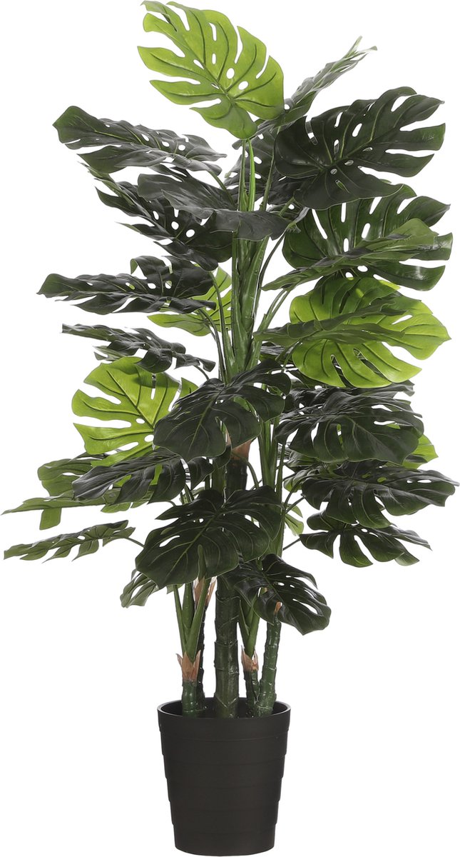 Monstera struik kunstplant staand 140 cm - Grote huis/kantoorplant -