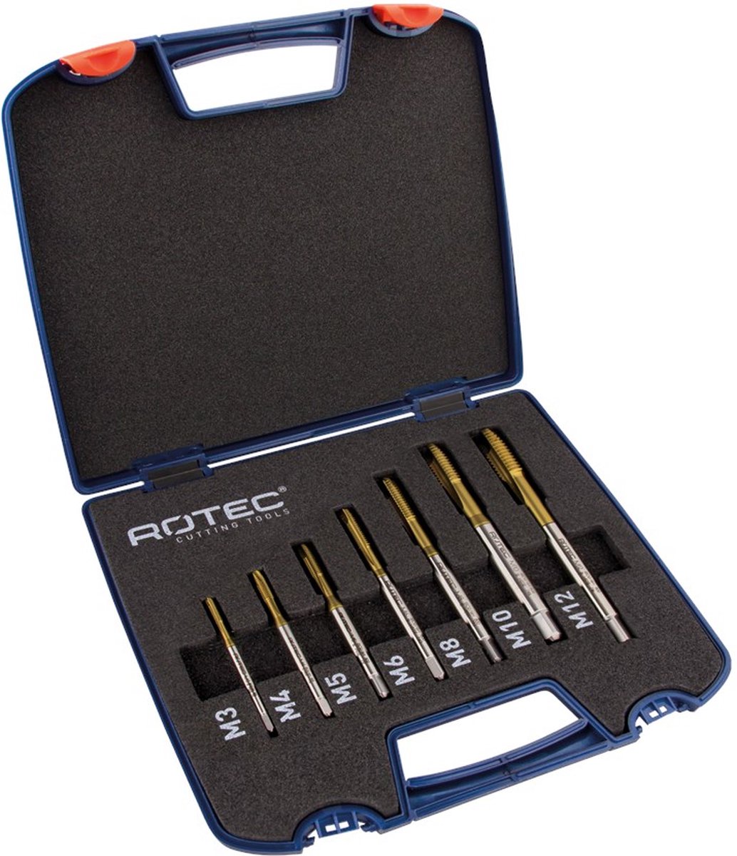 Rotec 7 dlg. Cassette Machinetappen 800+ M3-M12, doorl. gat - 9002013