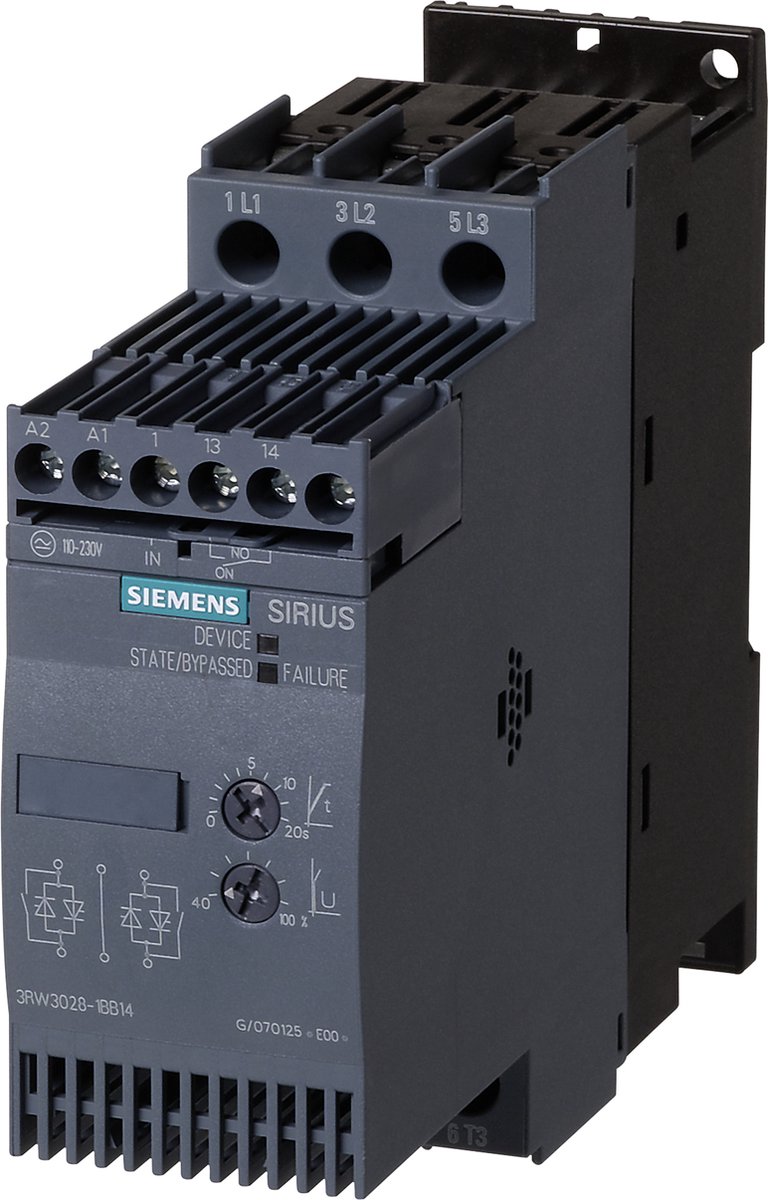 Siemens 3RW3027-1BB04 3RW30271BB04 Softstarter Motorvermogen bij 400 V 15 kW 480 V Nominale stroom 32 A