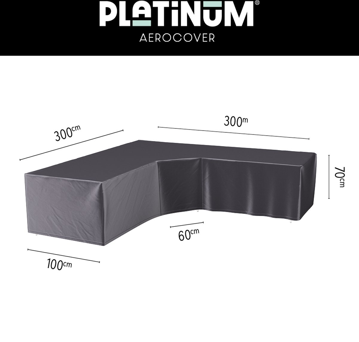 Loungesethoes hoek L-vorm trapeze 300x300x100x70 - AeroCover