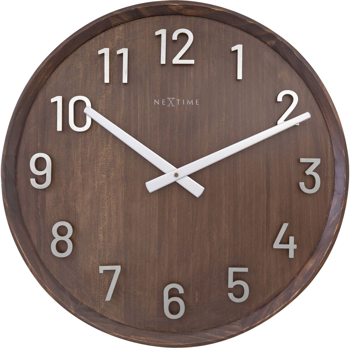 NeXtime NE-3284BR Grote Wandklok - 50cm- Stille Klok - Walnoot Hout - "Precious"