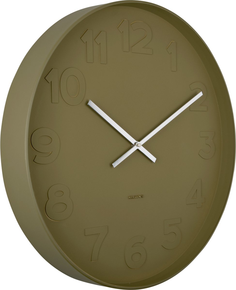 Karlsson Mr. Green Numbers Wandklok L - Mosgroen