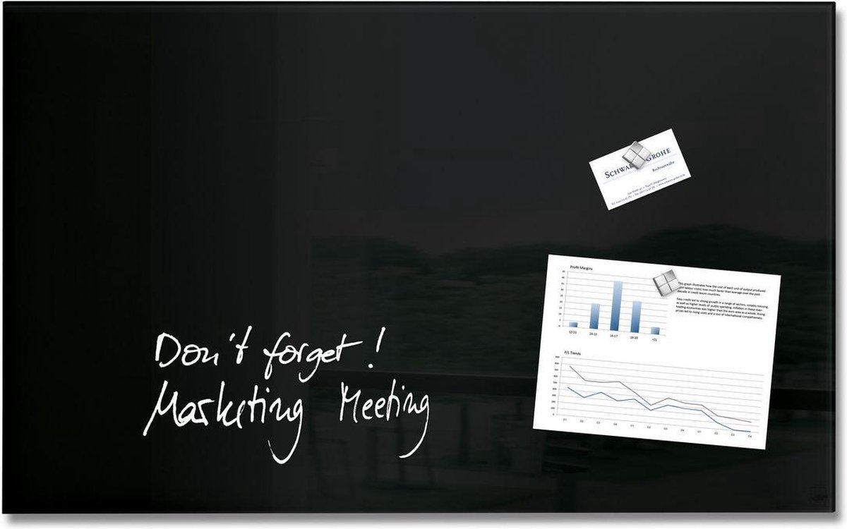 Sigel SI-GL130 Glasmagneetbord Artverum 780x480x15mm Zwart