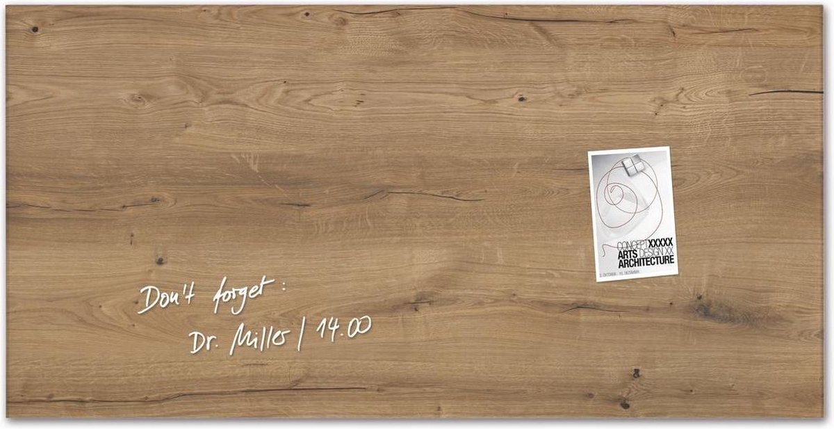 Sigel SI-GL258 Glasmagneetbord Artverum 910x460x15mm Natural Wood