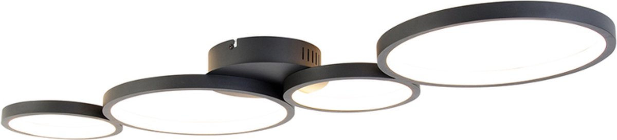 QAZQA Plafondlamp zwart incl. LED 3 staps dimbaar 4-lichts - Lupolo
