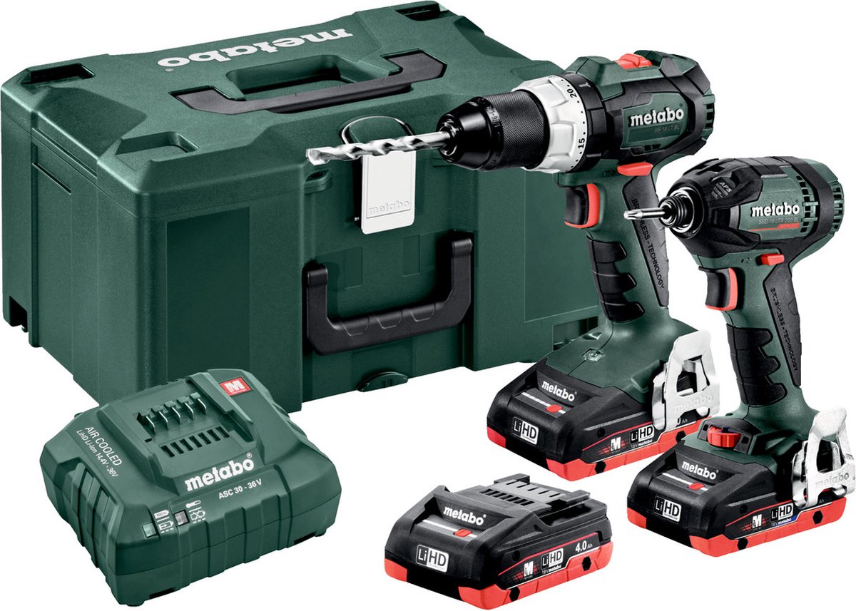 Metabo 18V COMBO SET 2.1.11 - BS 18 LT BL + SSD 18 LTX 200 BL + 3x LiHD 4.0Ah accu's - 685123960