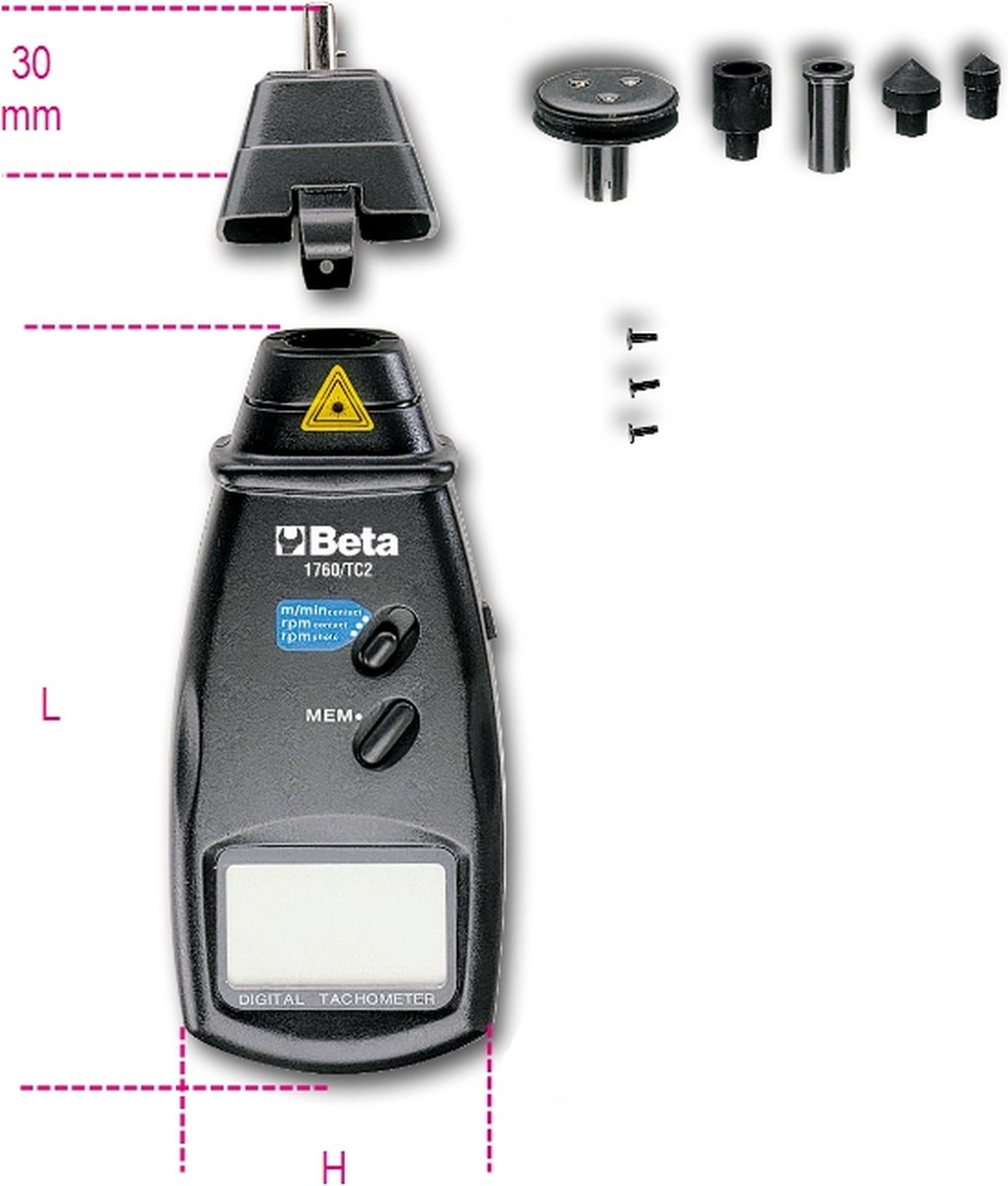 Beta Combinatie contact / geen-contact digitale tachometer 1760/TC2 - 017600161