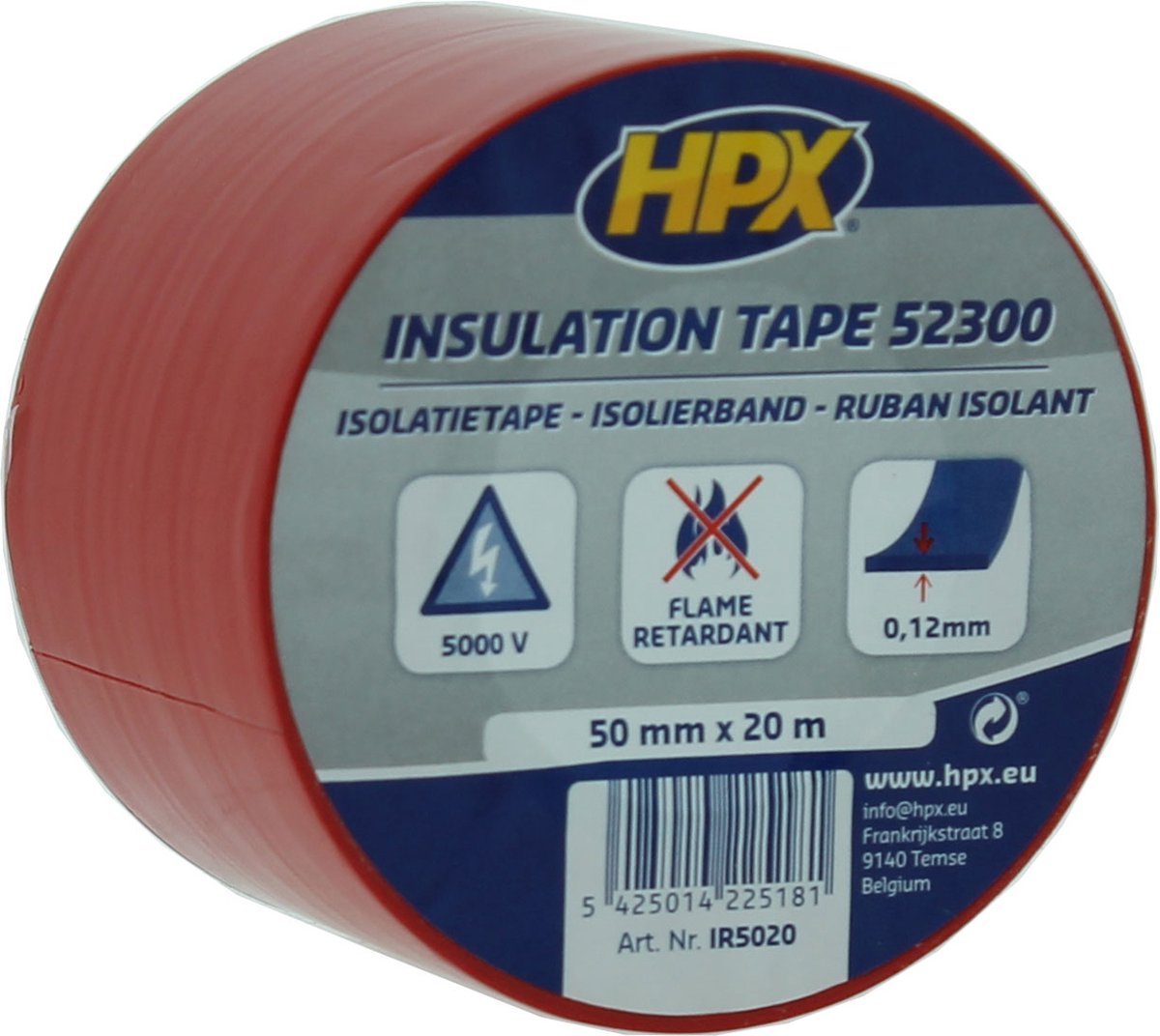 HPX PVC isolatietape | Rood | 50mm x 20m - IR5020 | 100 stuks IR5020