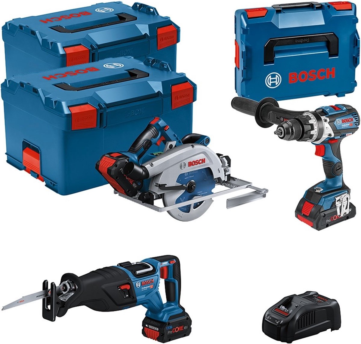 Bosch Blauw 3-delige Combopack | GSB 18V-110 C + GKS 18V-68 GC + GSA 18V-28 in L-Boxx - 0615990N38