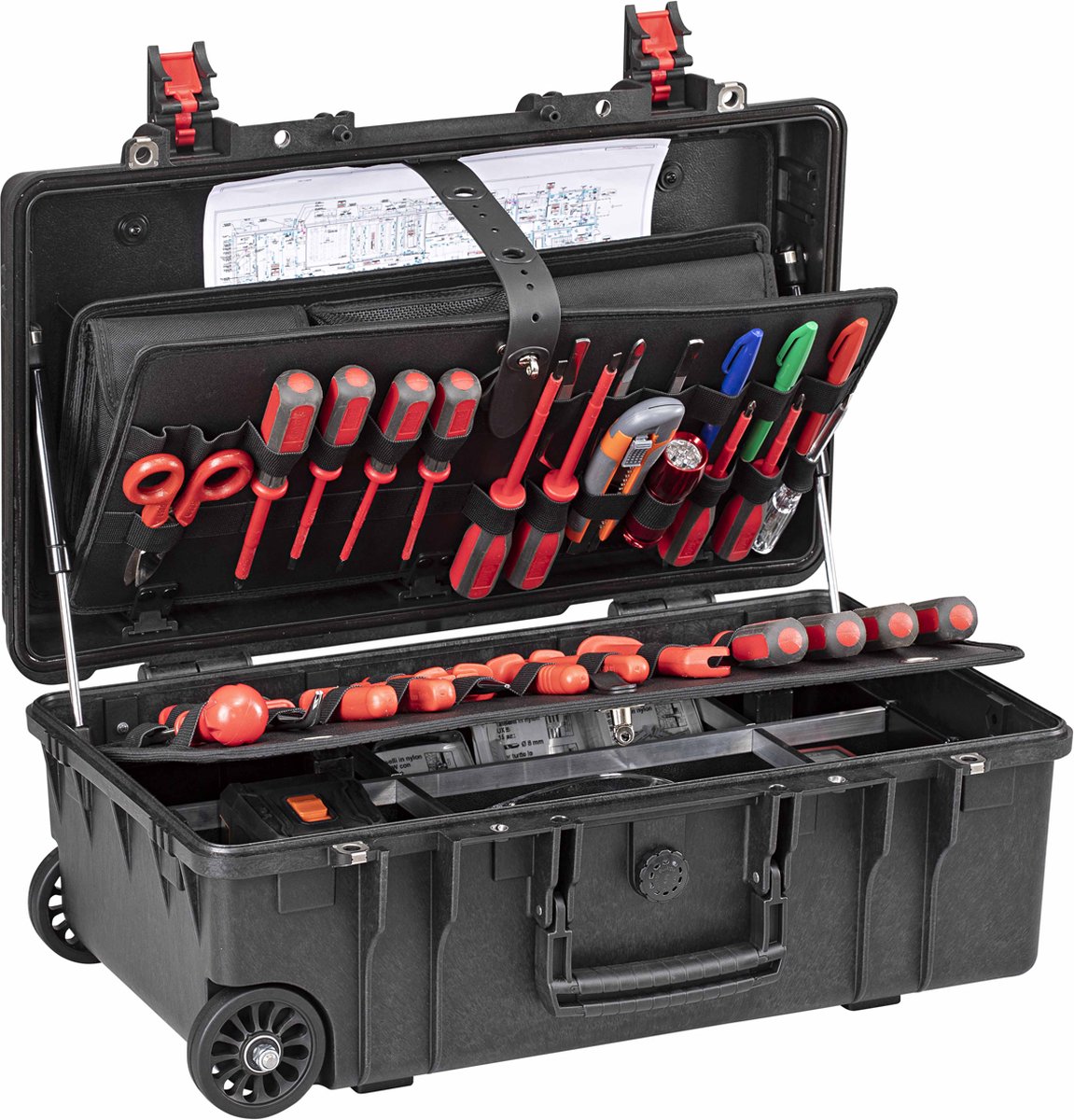 GT-Line GT 52-21 PEL | Waterdichte gereedschapskoffer van polypropyleen | 2 elastische platformen - GT 52-21 PEL