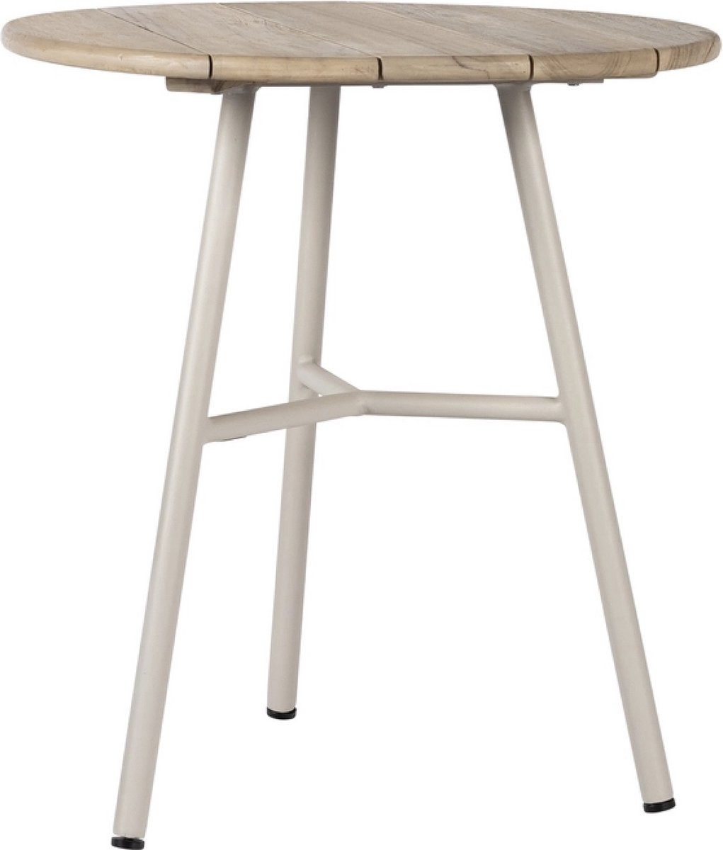 Arda tafel dia. 70x76 cm aluminium linen/teak aged finish - Max&Luuk