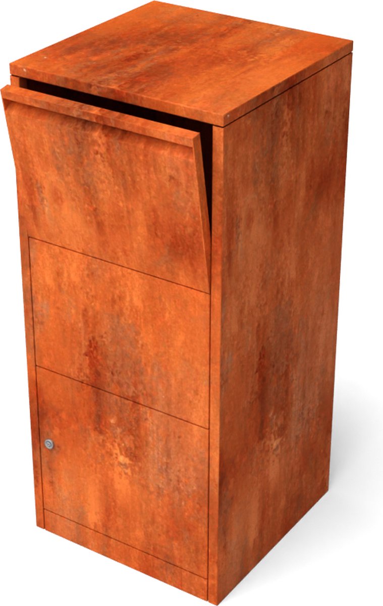 Giftu Cortenstaal Brievenbus Lengte: 420 Breedte: 420 Hoogte: 950 - Geroba