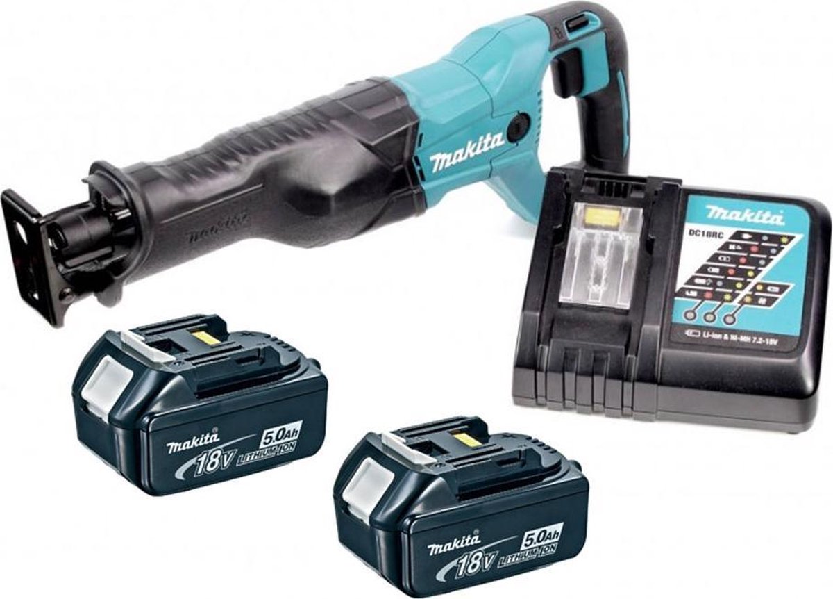 Makita DJR186RTE 18v Accu Reciprozaag | 5,0 Ah accu (2 st), snellader, koffer