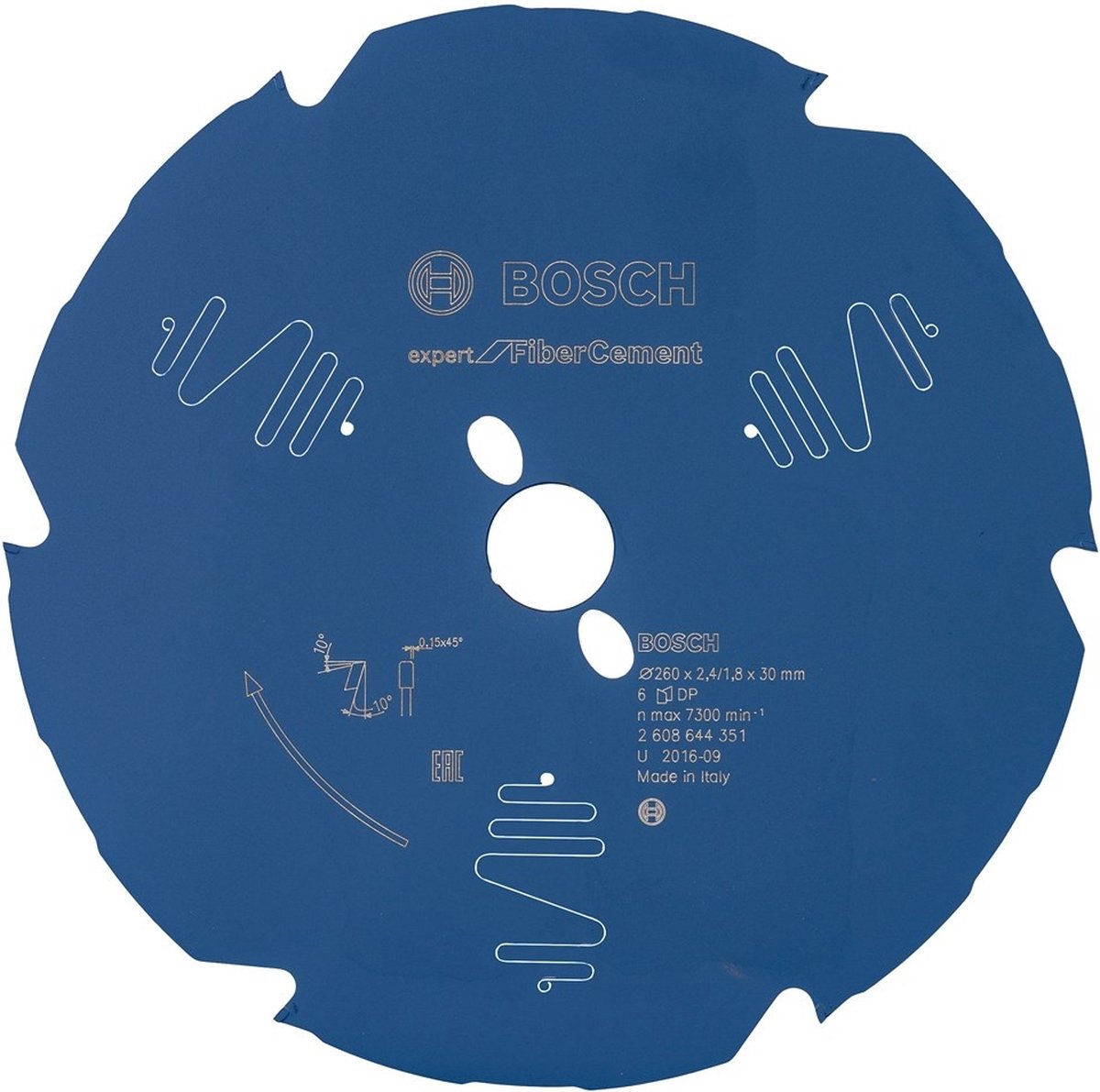 Bosch Accessories Expert for Fiber Cement 2608644351 Cirkelzaagblad 260 x 30 x 1.8 mm Aantal tanden: 6 1 stuk(s)