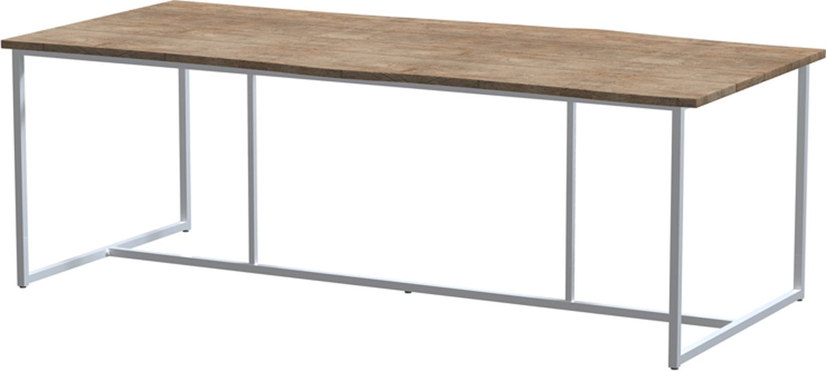 Quatro Tafelframe Frost Grey met Robusto Tafelblad Teak 220 x 95 cm - 4SO