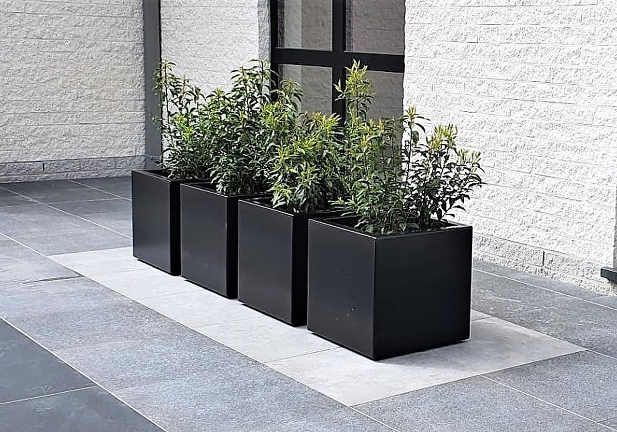 Quadrus vierkante Aluminium plantenbakken Lengte: 400 Breedte: 400 Hoogte: 400 - Geroba
