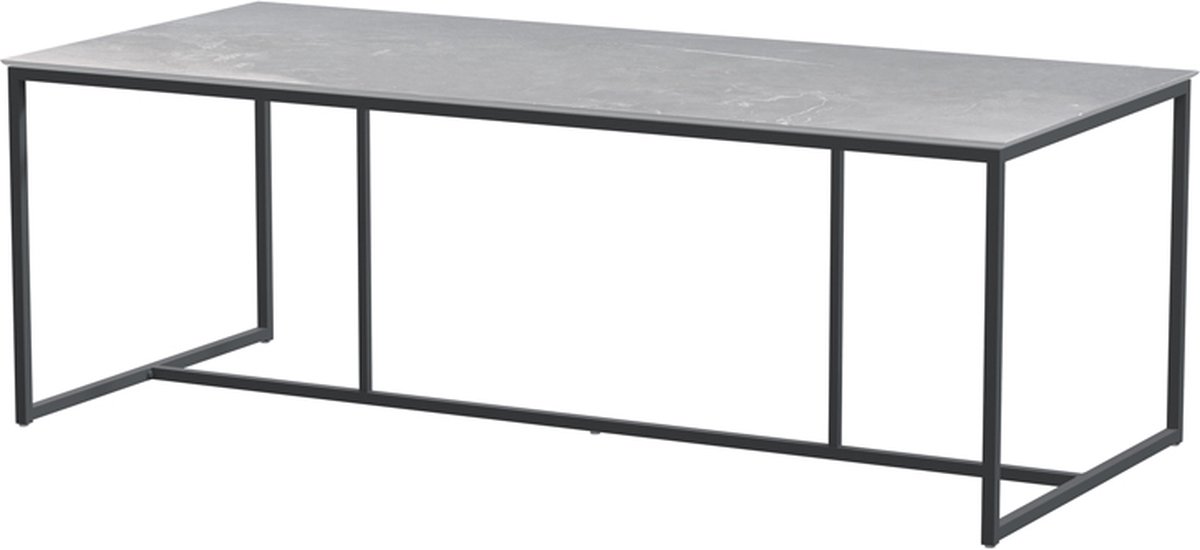 Quatro Tafelframe Antracite met Ceramic Light Grey Tafelblad 220 x 95 cm - 4SO
