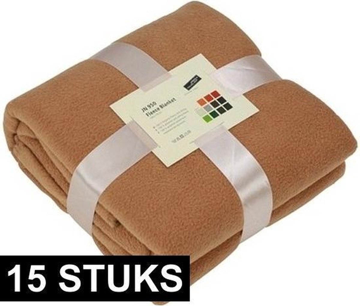 15x Fleece dekens/plaids camel 130 x 170 cm -