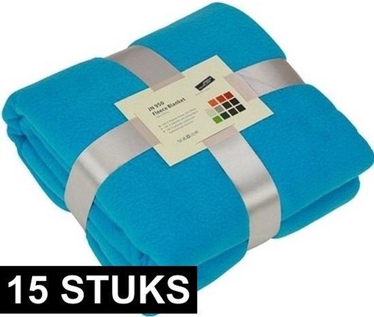 15x Fleece dekens/plaids turquoise 130 x 170 cm -