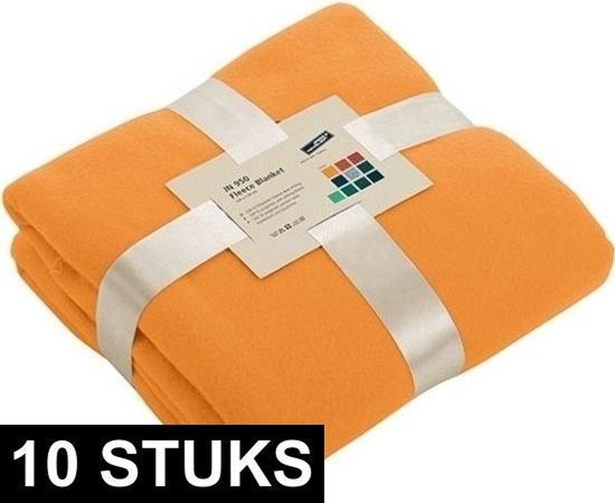 10x Fleece dekens/plaids oranje 130 x 170 cm -