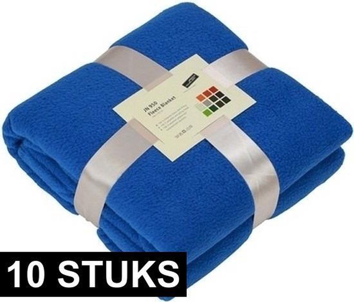 10x Fleece dekens/plaids kobaltblauw 130 x 170 cm -