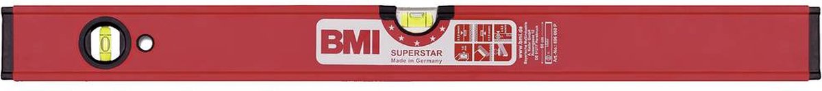 BMI Waterpas | 120 cm | aluminium rood | ± 0,5 mm/m met magneet | 1 stuk - 696120 PM 696120 PM