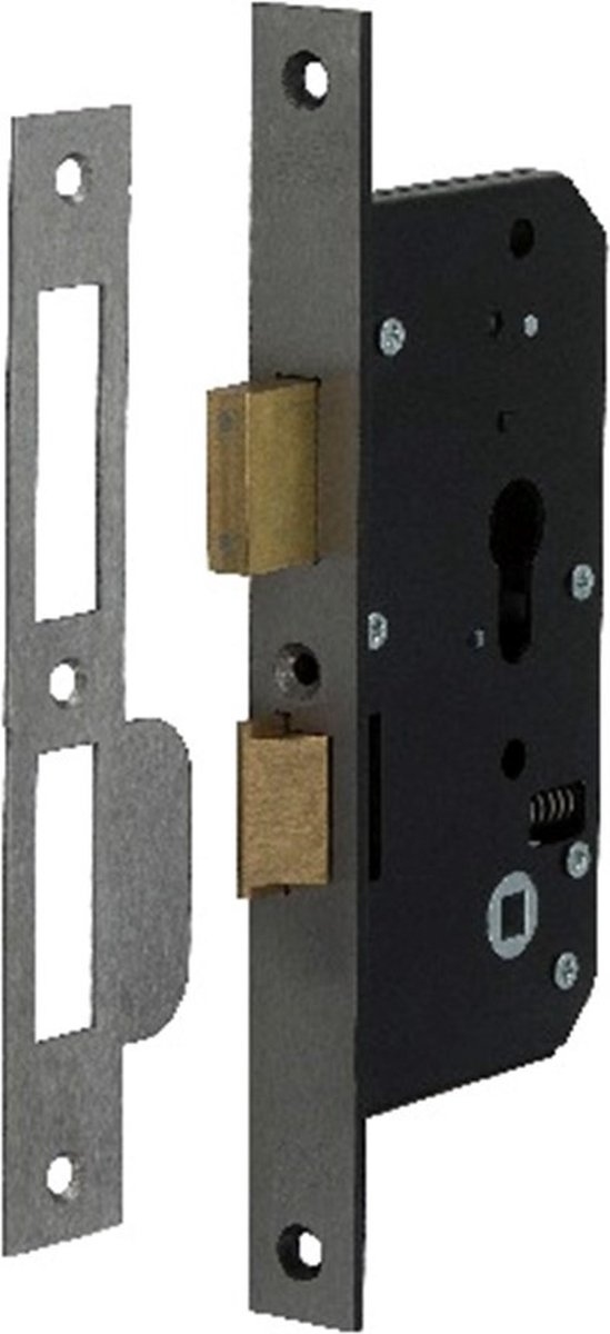 Nemef 4429 Veiligheidsdeurslot | SKG** | DM70mm | PC72mm cilinder boven kruk | krukgat 8mm | voorplaat RVS 24x235mm afgerond | messing dag- en