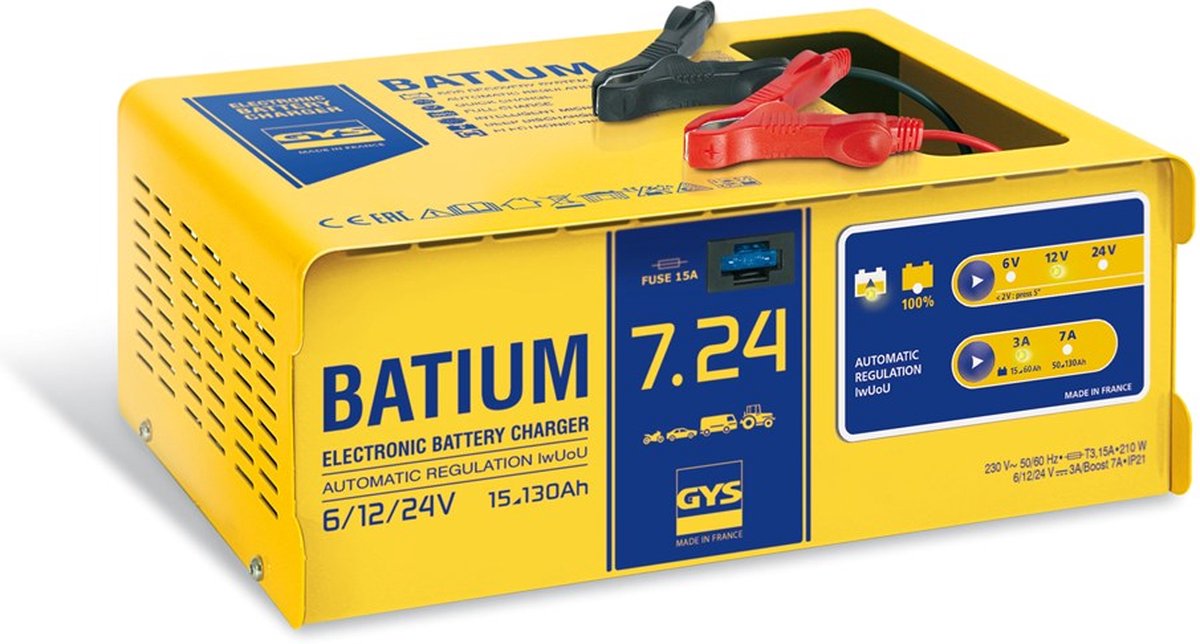 Gys Batium 7/24 Accu lader | Professioneel | 230V | 6-12-24V | 210W - 5192024502